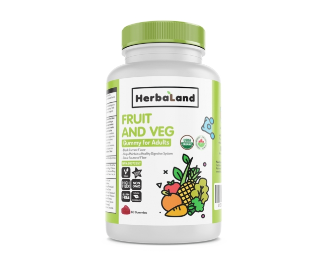 Herbaland 有机水果，蔬菜和纤维成人软糖  60粒